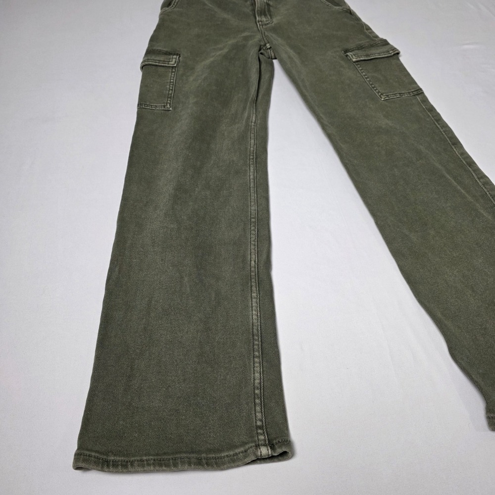 Hollister Cargo Dad Jeans Women 23S Olive Green‎ Ultra High-Rise Vintage Stretch - Picture 2 of 13